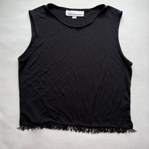 Calvin Klein Black Sleeveless Fringe Top